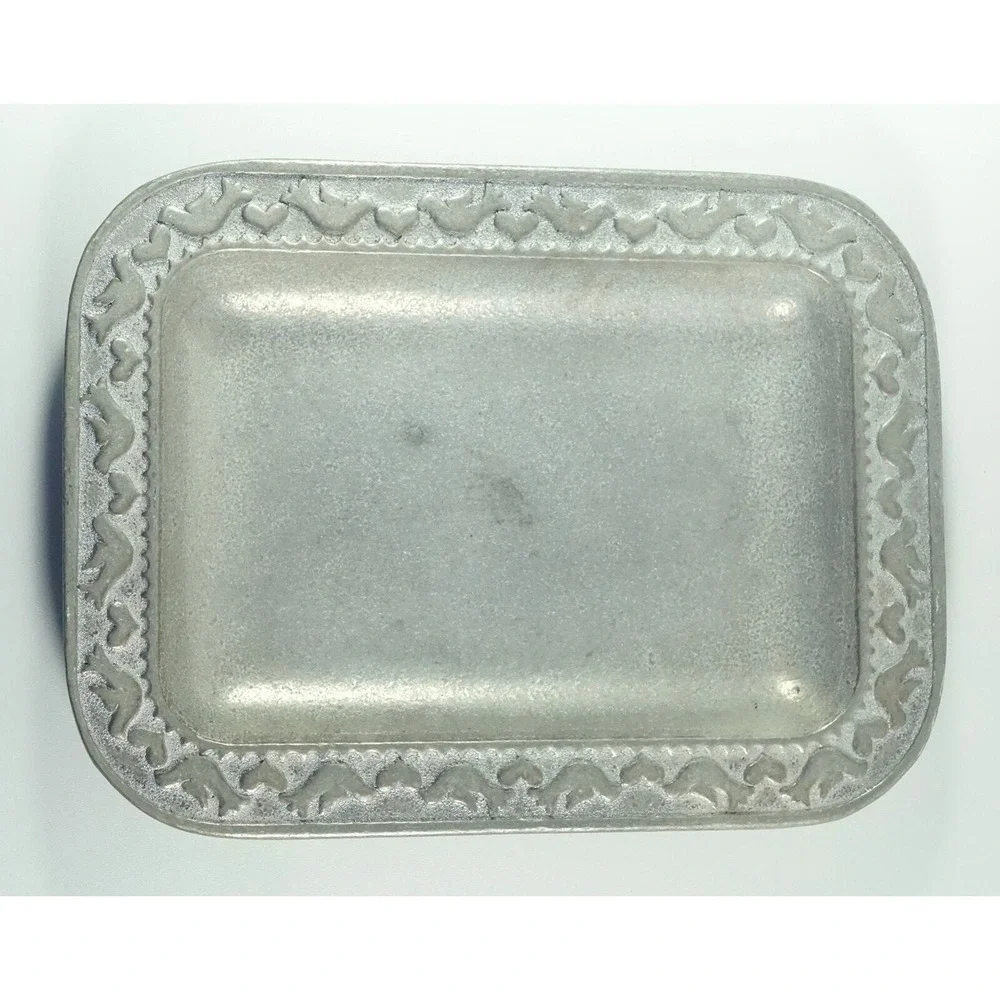 RWP Armetale Wilton Pewter Serving Trays Plates Embossed Birds & Hearts Lot of 3